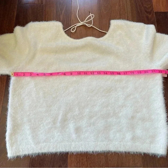 NWT Anthropologie Sweater Tie Back White Fuzzy Sparkle Shimmer Long Sleeve XL - Picture 10 of 11